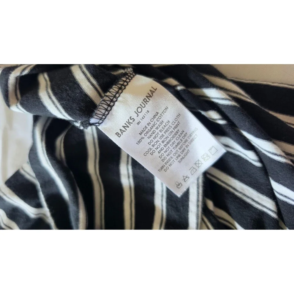 Banks Journal Men's L Organic Cotton Striped Long Sleeve Polo Surf Skate Shirt
